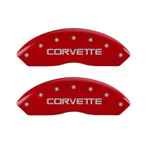 MGP 4 Caliper Covers Gloss Red Engraved with Corvette C4 (Full Kit 4 Pieces)