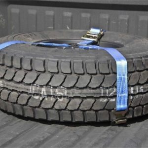 N-Fab Bed Mounted Rapid Tire Strap Universal - Gloss Black - Black Strap