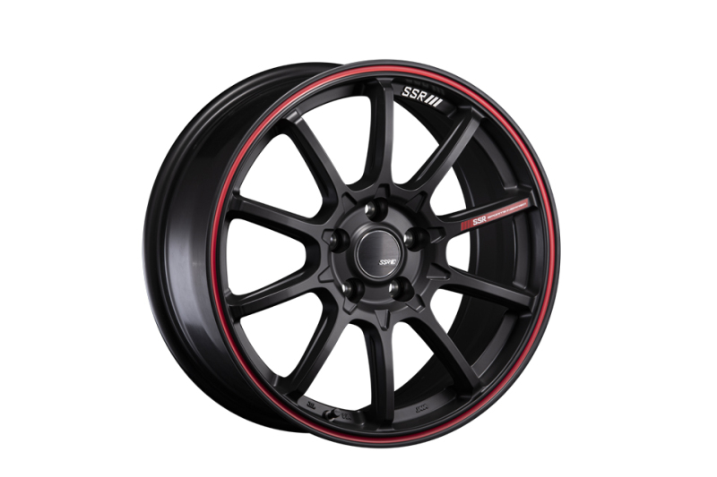 SSR GTV05 5x100 18x8.0 Offset 38 Flat Black w/ Red Line