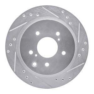R1 89-96 Nissan 300ZX Turbo Rear Right Drilled & Slotted Silver Brake Rotor