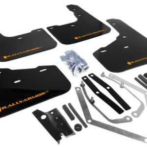 Rally Armor 13-19 Ford Fiesta ST Black UR Mud Flap w/Orange Logo