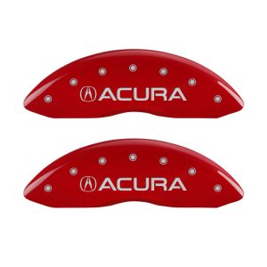 MGP 4 Caliper Covers Front Acura Rear MDX Red Finish Silver Characters