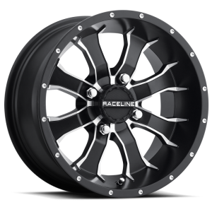 Raceline A77 Mamba 15x7in / 4x156 BP / 5mm Offset / 132.5mm Bore - Black & Machined Wheel