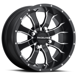 Raceline A77 Mamba 15x7in / 4x137 BP / 10mm Offset / 110.2mm Bore - Black & Machined Wheel