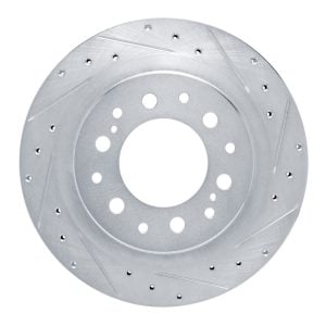 R1 2022-2025 Lexus GX550 Rear Right Drilled & Slotted Silver Brake Rotor