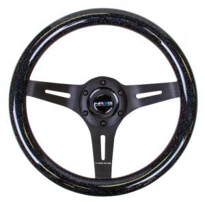 NRG Classic Wood Grain Steering Wheel (310mm) Black Sparkle w/Blk 3-Spoke Center