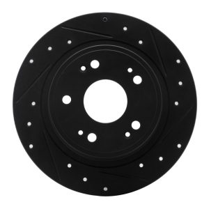 R1 05-17 Honda Accord Rear Right Drilled & Slotted Black Brake Rotor