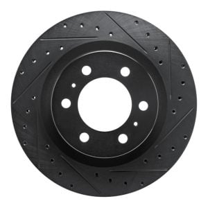 R1 2022-2025 Lexus LX600 Front Right Drilled & Slotted Black Brake Rotor