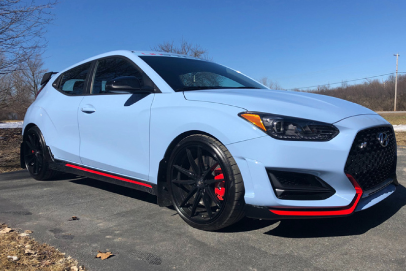 Rally Armor 19-22 Hyundai Veloster N Black UR Mud Flap w/ Grey Logo - Image 2