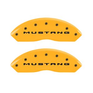 MGP 4 Caliper Covers Engraved Front 2015/Mustang Engraved Rear 2015/Bar & Pony ylw finish black ch