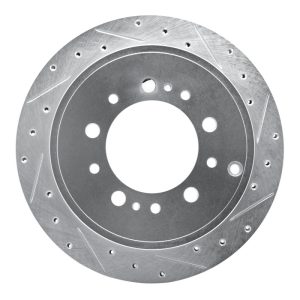 R1 17-21 Toyota Land Cruiser Rear Right Drilled & Slotted Silver Brake Rotor