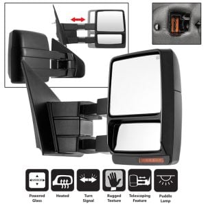 xTune Ford F150 07-14 Power Heated Amber LED Signal Telescoping Mirror Right MIR-FF15007S-PWH-AM-R