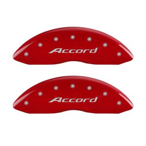 MGP 4 Caliper Covers Engraved Front Accord Engraved Rear Accord Red finish silver ch