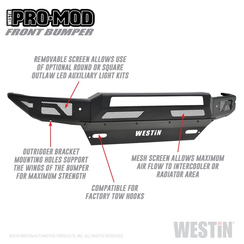 Westin 16-19 Chevy/GMC Silverado/Sierra 1500 Pro-Mod Front Bumper - Textured Black - Image 4
