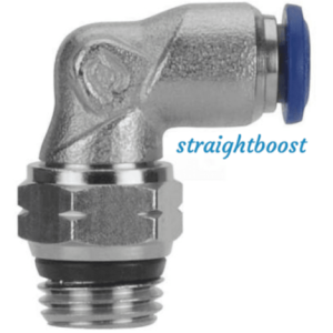 Push to connect elbow fitting for blowoff valve solenoid M10