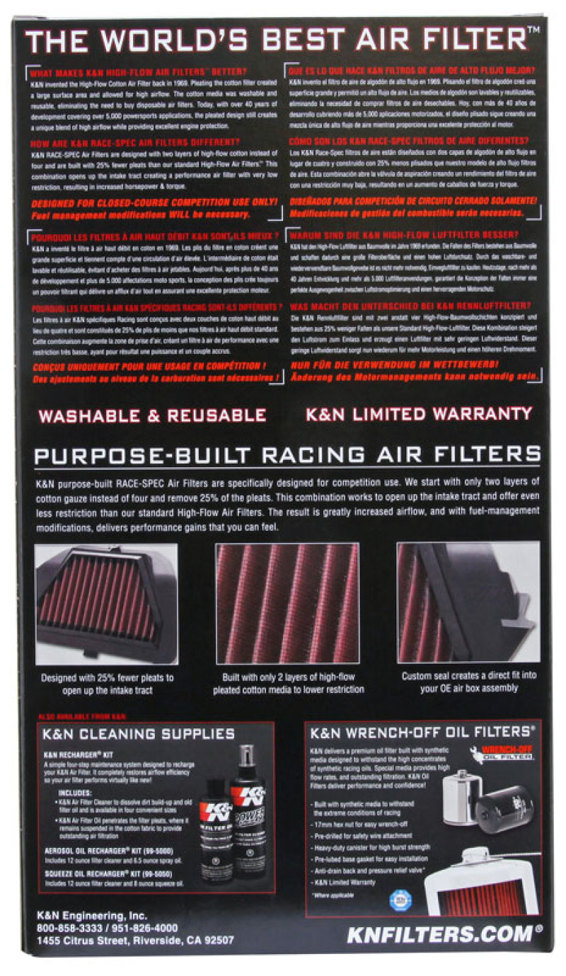 K&N 11-13 Suzuki GSXR600/GSXR750 Race Specific Air Filter - Image 9