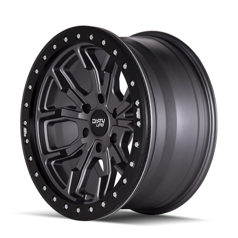 Dirty Life 9303 DT-1 17x9/5x127 BP/-12mm Offset/78.1mm Hub Matte Gunmetal Wheel - Simulated Rashring - Image 4