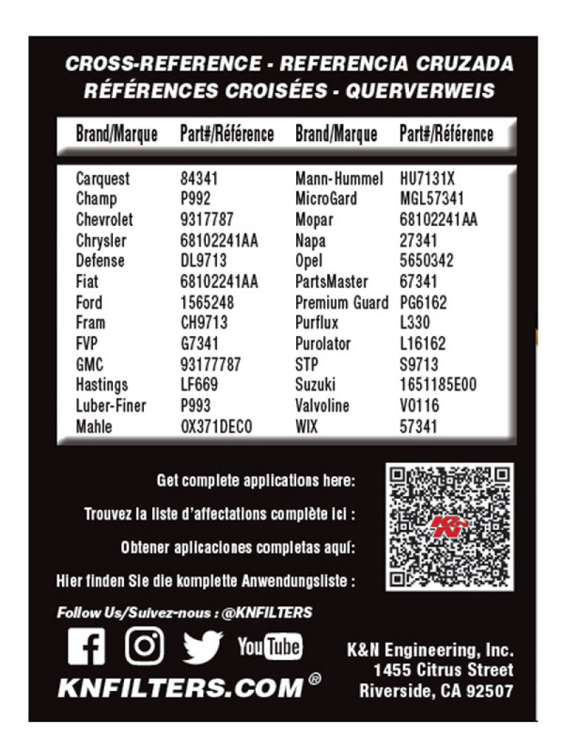 K&N Performance Oil Filter - 14-18 Fiat 500L 1.4L L4 Gas - Image 7