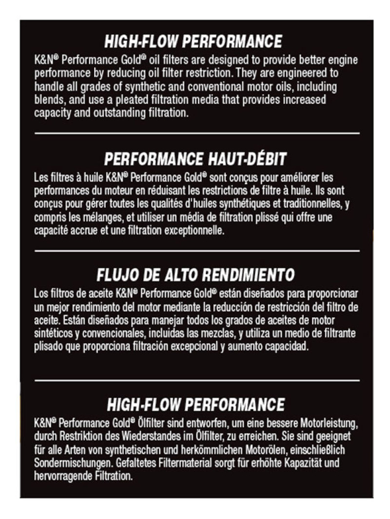 K&N Performance Oil Filter - 14-18 Fiat 500L 1.4L L4 Gas - Image 4