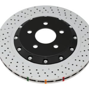 DBA 2022+ Volkswagen Golf R Mk8 5000 Series Cross Drilled & Dimpled 2 Piece Front Brake Rotor