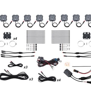 Diode Dynamics Stage Series SXS Rock Light Installer Kit - RGBW M8 w/Controller (8-pack)