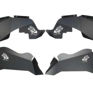Fishbone Offroad 07-18 Jeep Wrangler JK Logo Aluminum Inner Fenders - Black Powdercoat
