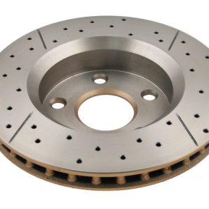 DBA 07-17 Jeep Wrangler Front Drilled & Slotted Street Series X-Gold Rotor