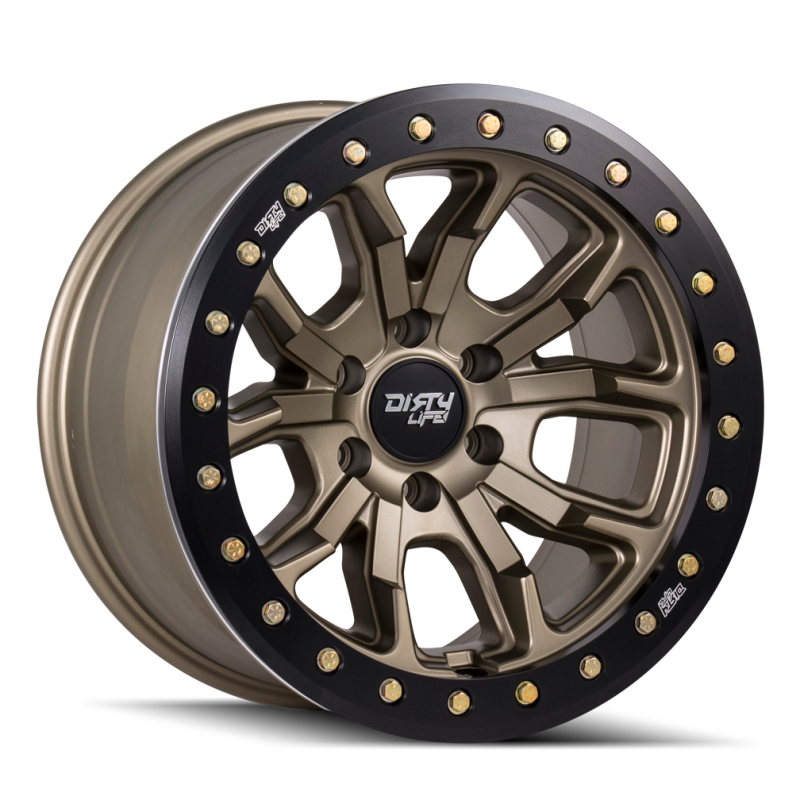 Dirty Life 9303 DT-1 17x9 / 5x127 BP / -12mm Offset / 78.1mm Hub Satin Gold Wheel - Sim. Beadlock - Image 2