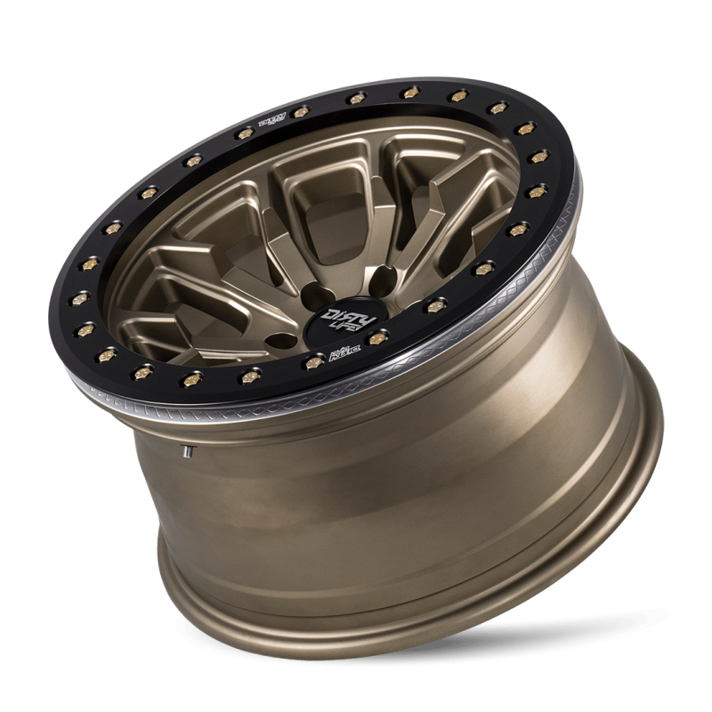 Dirty Life 9303 DT-1 17x9 / 5x127 BP / -12mm Offset / 78.1mm Hub Satin Gold Wheel - Sim. Beadlock - Image 3