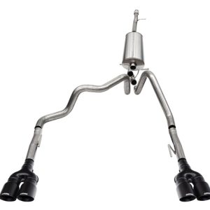 Corsa 19-23 GMC Sierra 1500 Cat-Back Dual Rear Exit with Twin 4in Black Powder Coat Pro-Series Tips