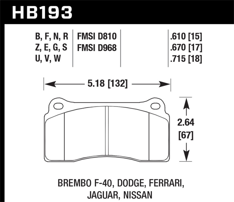 Hawk Dodge / Ferrari Front & Rear / Ferrari / Jaguar / Nissan Front DTC-30 Race Brake Pads - Image 2