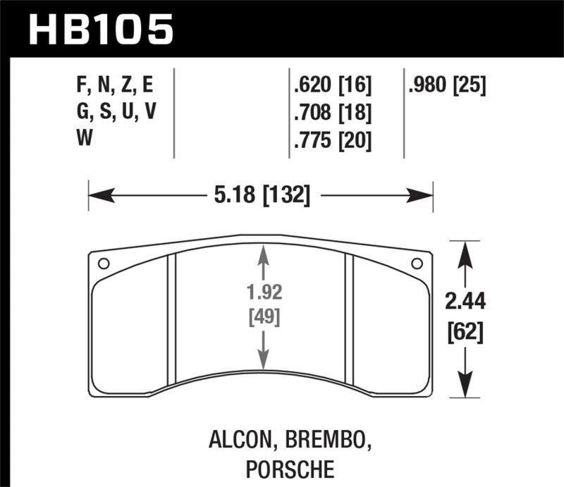 Hawk Alcon/Brembo/Porsche DTC-70 Rear Race Brake Pads - Image 4