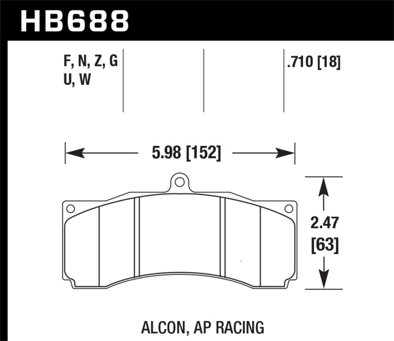 Hawk AP Racing / Stoptech / Alcon DTC-60 Race Brake Pads - Image 5