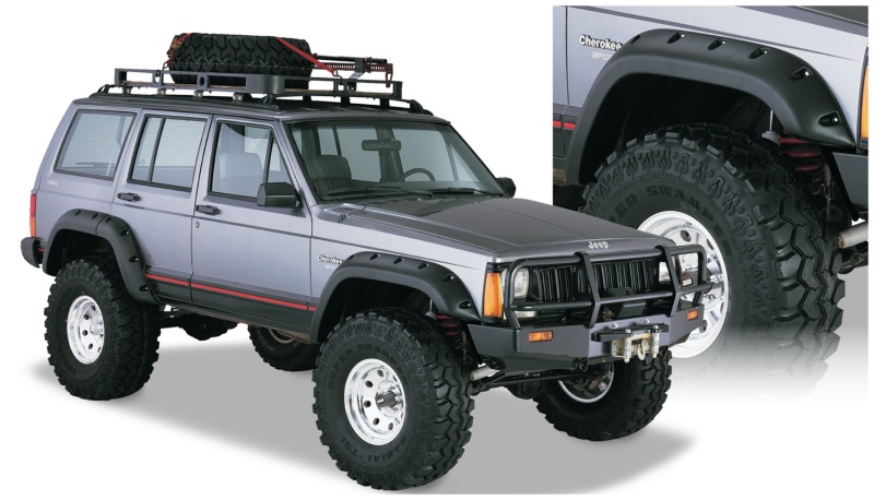 Bushwacker 84-01 Jeep Cherokee Cutout Style Flares 4pc Fits 4-Door Sport Utility Only - Black - Image 2