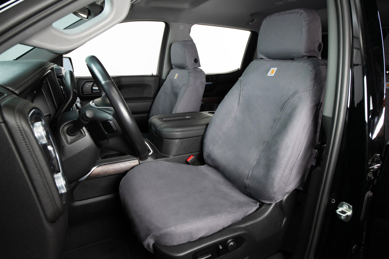 Covercraft 19-24 Chevrolet Silverado Carhartt SeatSaver Custom Front Row Seat Covers - Gravel - Image 4