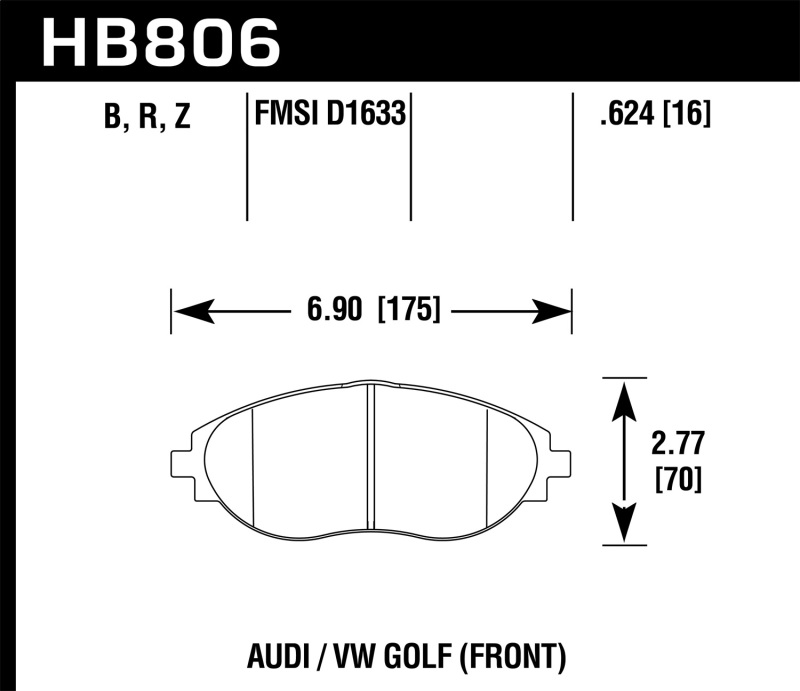 Hawk 16-17 Audi A6 Performance Ceramic Street Front Brake Pads - Image 2