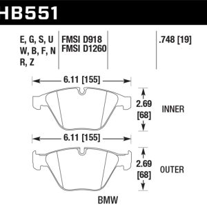Hawk 2011 BMW 1-Series M HPS 5.0 Front Brake Pads
