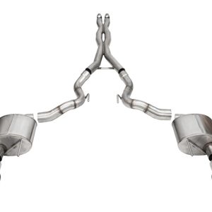 Corsa 24+ Ford Mustang GT Conv Xtreme CatBk Ex.Sys 3.0in Dual Rear Exit w4.5in Black StraightCut Tip