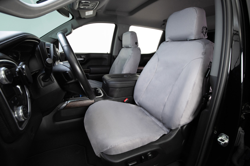 Covercraft 19-24 Chevrolet Silverado Polycotton Front Row Seat Covers - Grey - Image 3