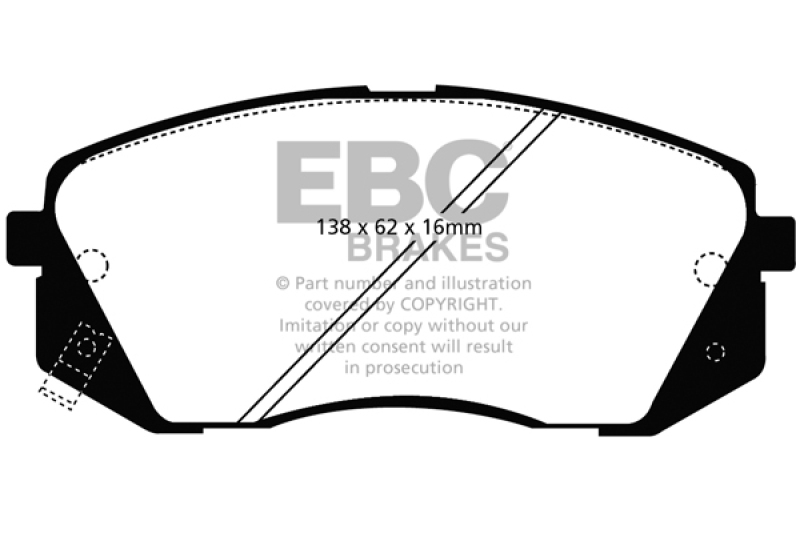 EBC 15+ Hyundai Sonata 1.6 Turbo (Elec Park Brake) Redstuff Front Brake Pads - Image 3