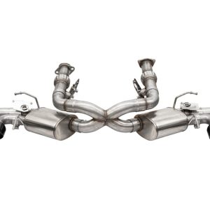 Corsa 20-25 Corvette C8 3in Valved Cat-Back 4.5in Blk Quad Tips Fits Factory Perf Exhaust DeletesAFM