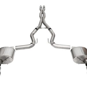Corsa 24+ Ford Mustang GT Xtreme Cat-Back Ex. Sys. 3.0in Dual Rear Exit w/4.5in Black PVD Pro Tips