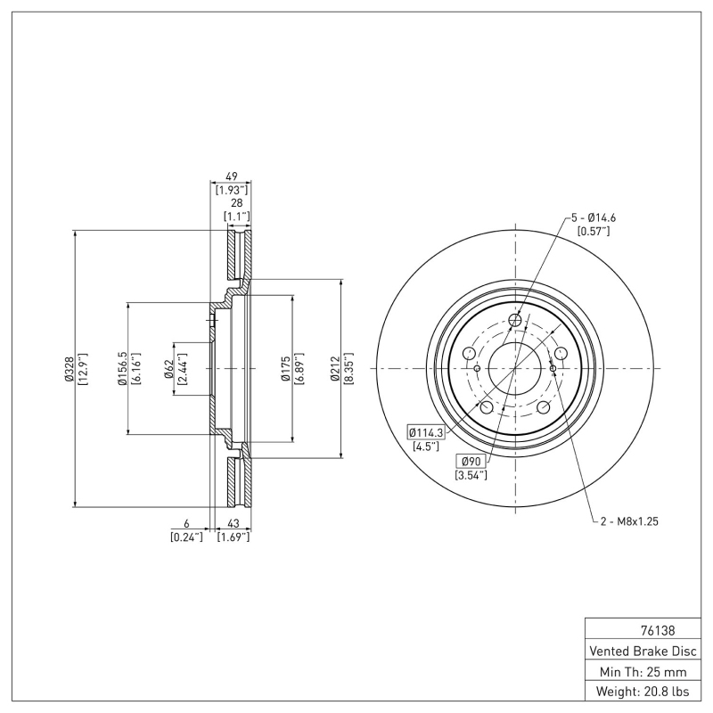 DFC 08-21 Lexus NX200T Front Brake Rotor - Image 2