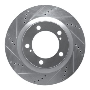 DFC 07-22 Lexus LX570 Front Left Drilled & Slotted Silver Brake Rotor