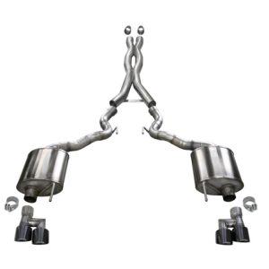 Corsa 2018-2023 Ford Mustang GT Convertible w/o Active Valves Xtreme Cat-Back w/ Black PVD 4in Tips