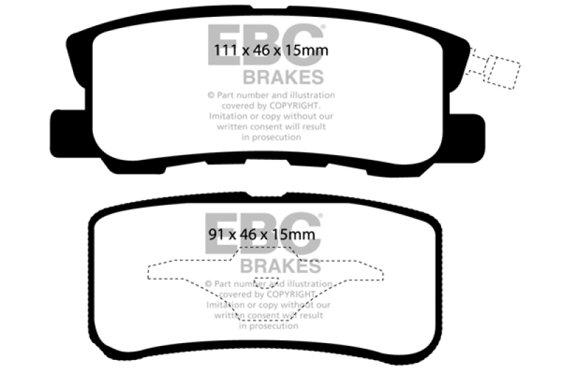 EBC 11-14 Chrysler 200 3.6 Redstuff Rear Brake Pads - Image 5