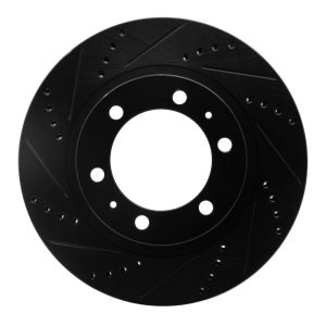 DFC 03-23 Toyota 4Runner Front Left Drilled & Slotted Black Brake Rotor