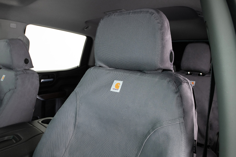 Covercraft 19-24 Chevrolet Silverado Carhartt SeatSaver Custom Front Row Seat Covers - Gravel - Image 9