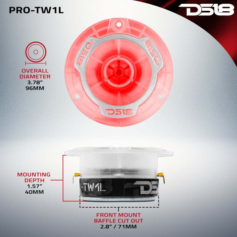 DS18 3.8in Super Bullet Tweeter 120 Watts RMS 1in Aluminum Vc 4 ohm RGB LED Lights- Pair - Image 3