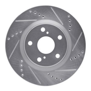 DFC 06-20 Lexus ES350 Front Right Drilled & Slotted Silver Brake Rotor
